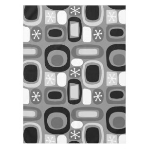 Atomic Age Fieldstones Black White Tablecloth