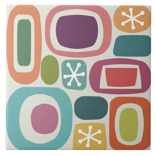 Atomic Age Fieldstones Colourful Ceramic Tile (Front)