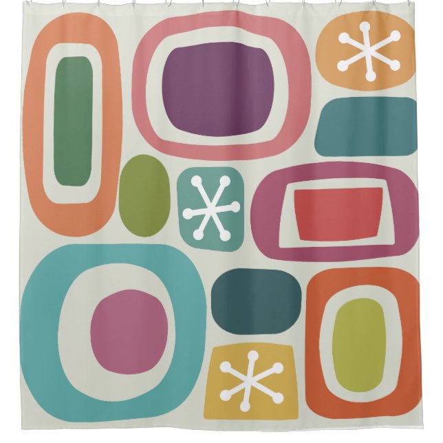Atomic Age Fieldstones Colourful Shower Curtain (Front)
