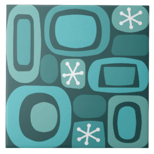 Atomic Age Fieldstones Teal Ceramic Tile