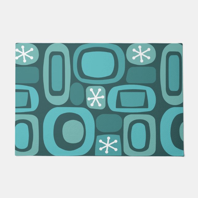 Atomic Age Fieldstones Teal Doormat (Front)