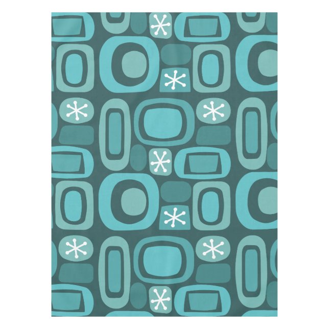 Atomic Age Fieldstones Teal Tablecloth (Front)
