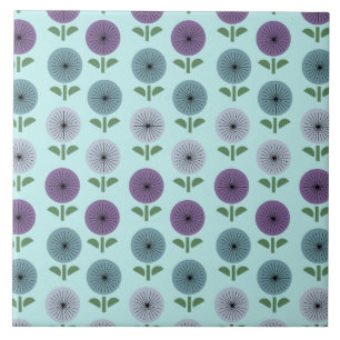 Atomic Age Flower Pattern Ceramic Tile