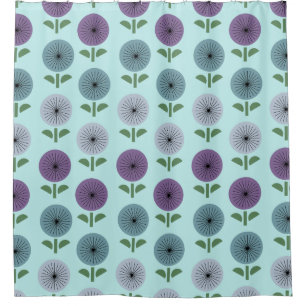 Atomic Age Flower Pattern Shower Curtain