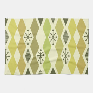 Atomic Age Geometric Chartreuse Tea Towel