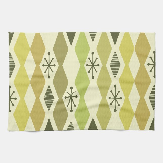 Atomic Age Geometric Chartreuse Tea Towel (Horizontal)