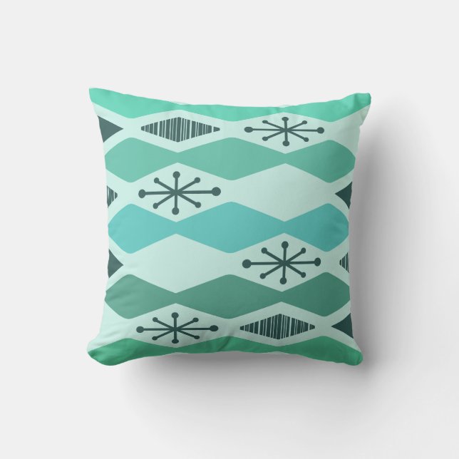 Atomic Age Geometric Turquoise Cushion (Front)
