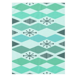 Atomic Age Geometric Turquoise Tablecloth