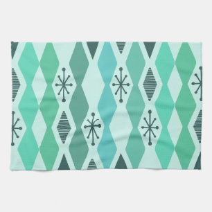 Atomic Age Geometric Turquoise Tea Towel