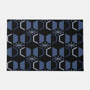 Atomic Age Hexagons Black Blue Doormat