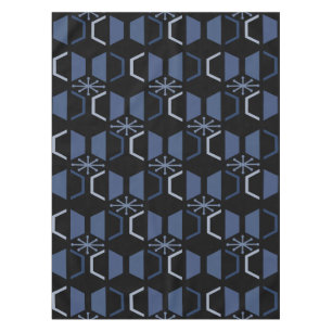 Atomic Age Hexagons Black Blue Tablecloth