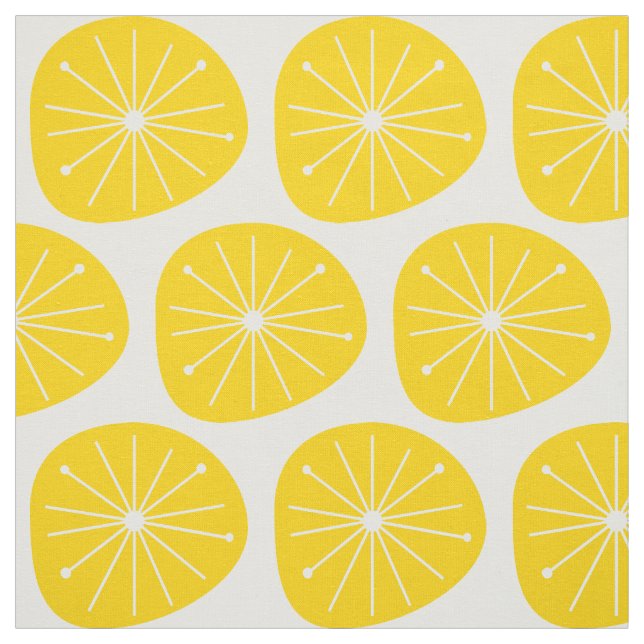 Atomic Age Lemon Slices Starburst Print Fabric (Swatch)