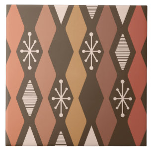 Atomic Age MCM Columns Burnt Orange Ceramic Tile