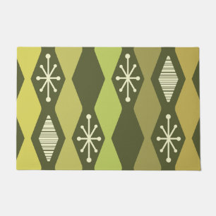 Atomic Age MCM Columns Olive Green Doormat