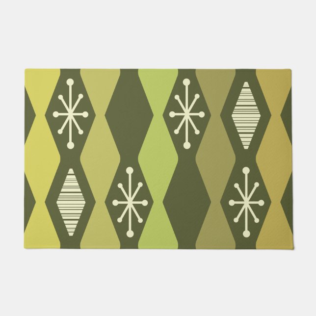 Atomic Age MCM Columns Olive Green Doormat (Front)
