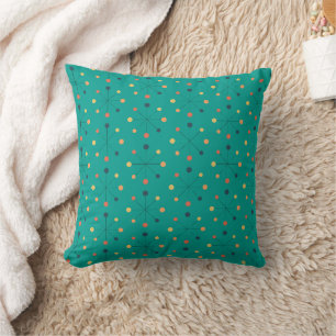 Atomic Age, MCM Pattern Teal, Orange, Yellow Cushion