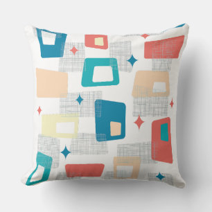 Atomic Age - Mid Century Modern Blocks CeladonBlue Cushion