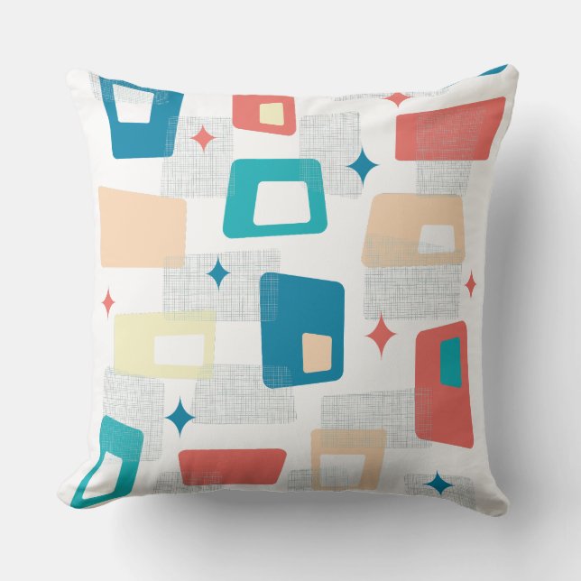 Atomic Age - Mid Century Modern Blocks CeladonBlue Cushion (Front)