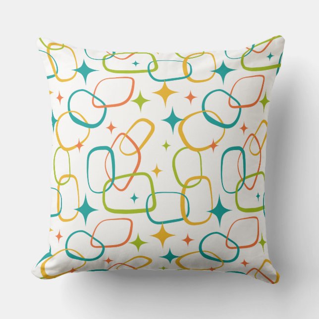 Atomic Age Mid-Century Modern Geometric Sparkle Pi Cushion (Front)