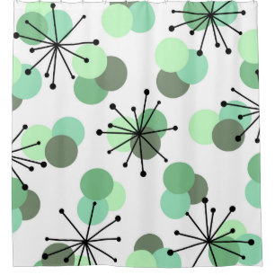 Atomic Age Molecules Mint Green Shower Curtain