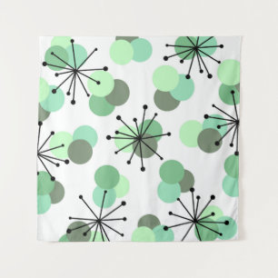 Atomic Age Molecules Mint Green Tapestry