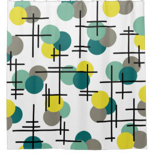 Atomic Age Molecules Pattern Shower Curtain