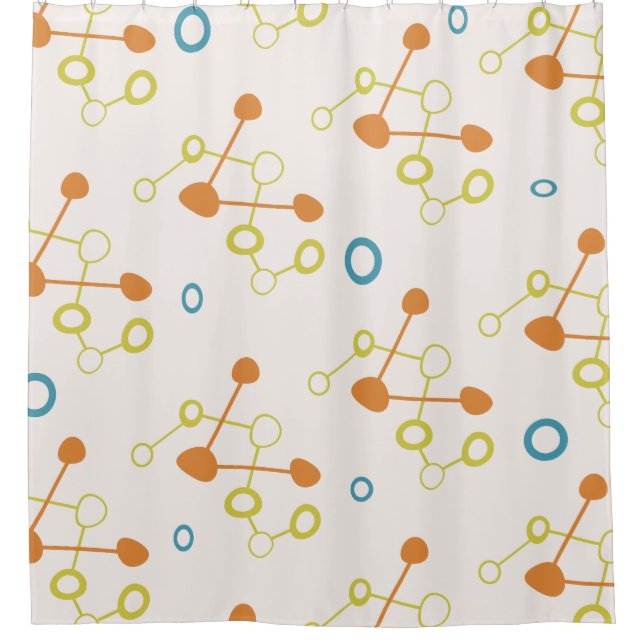 Atomic Age Pattern Colourful Shower Curtain (Front)