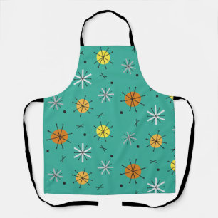 Atomic Age Planets Starbursts Turquoise Apron