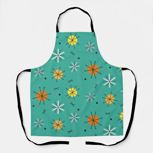 Atomic Age Planets Starbursts Turquoise Apron (Front)