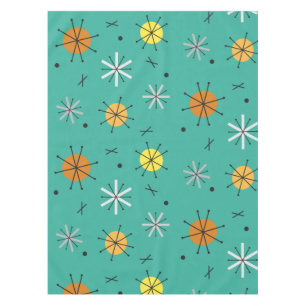 Atomic Age Planets Starbursts Turquoise Tablecloth