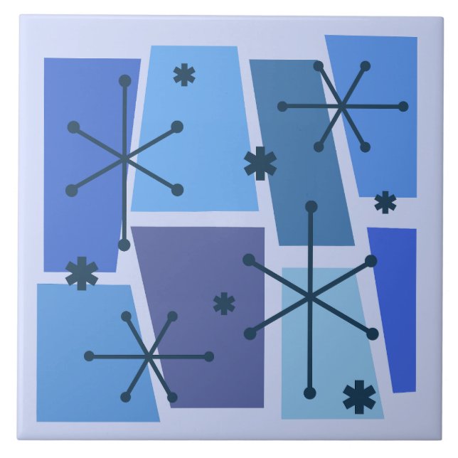 Atomic Age Pop Art Blue Ceramic Tile (Front)