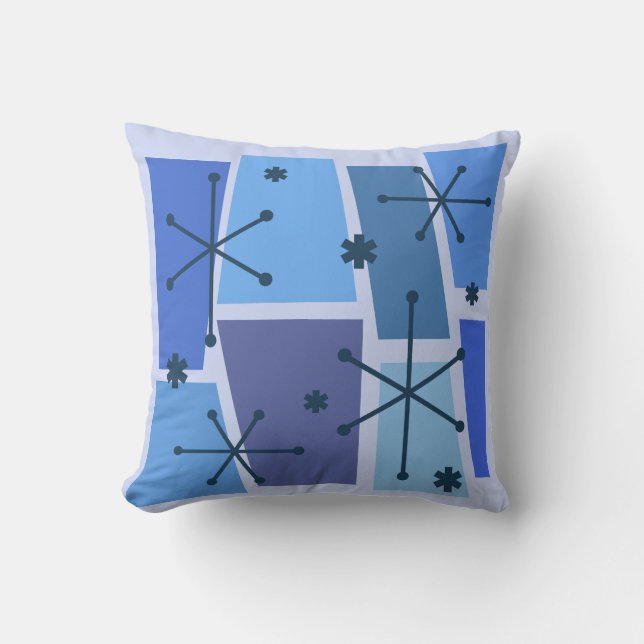 Atomic Age Pop Art Blue Cushion (Front)