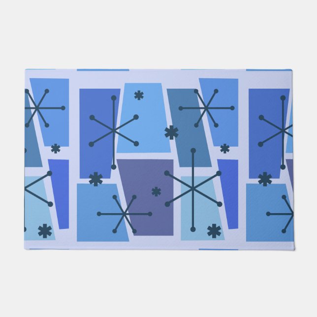 Atomic Age Pop Art Blue Doormat (Front)