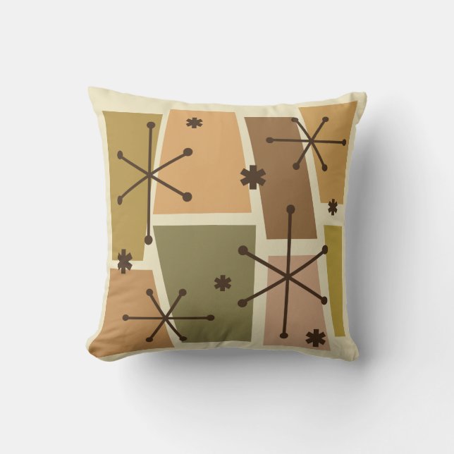 Atomic Age Pop Art Brown Cushion (Front)