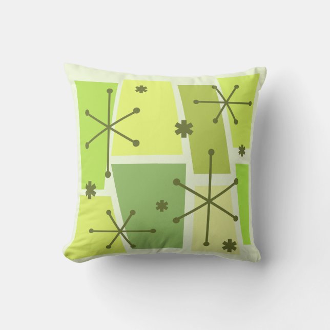 Atomic Age Pop Art Chartreuse Cushion (Front)