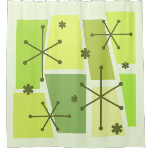Atomic Age Pop Art Chartreuse Shower Curtain