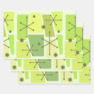 Atomic Age Pop Art Chartreuse Wrapping Paper Sheet