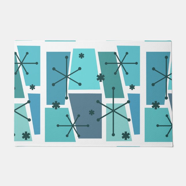 Atomic Age Pop Art Turquoise Doormat (Front)