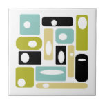 Atomic Age Rectangles And Ovals Mid Century Ceramic Tile<br><div class="desc">This funky mid century modern ceramic tile features abstract rectangles and white ovals,  in the colours of aqua blue,  avocado green,  yellow,  white,  and black. This will make a fantastic addition to your tiling project!</div>