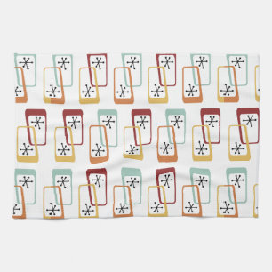 Atomic Age Rectangles Multicolored Tea Towel