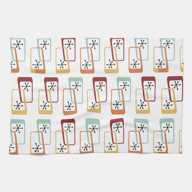 Atomic Age Rectangles Multicolored Tea Towel (Horizontal)