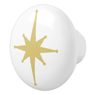 Atomic Age Retro 50s Starburst Single in Mustard Ceramic Knob