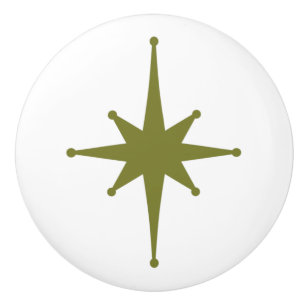 Atomic Age Retro 50s Starburst Single in Olive Ceramic Knob