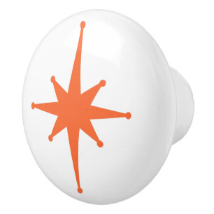 Atomic Age Retro 50s Starburst Single in Orange Ceramic Knob