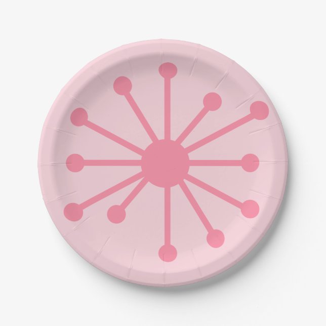 Atomic Age Retro Atom Single in Pink Paper Plate (Front)