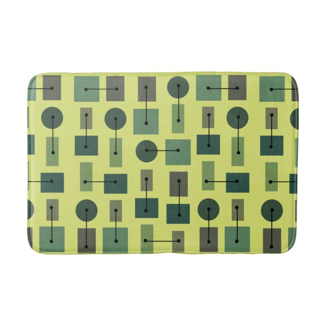 Atomic Age Simple Shapes Chartreuse Bath Mat (Front)