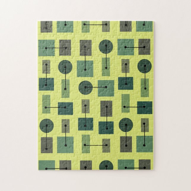Atomic Age Simple Shapes Chartreuse Jigsaw Puzzle (Vertical)