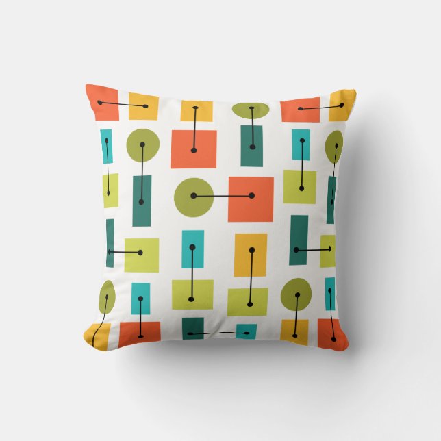 Atomic Age Simple Shapes Multicolored Cushion (Front)
