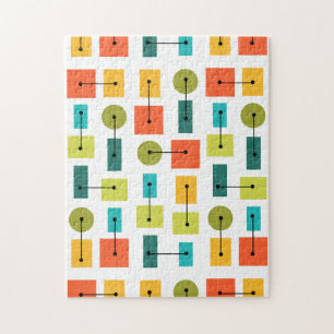 Atomic Age Simple Shapes Multicolored Jigsaw Puzzle