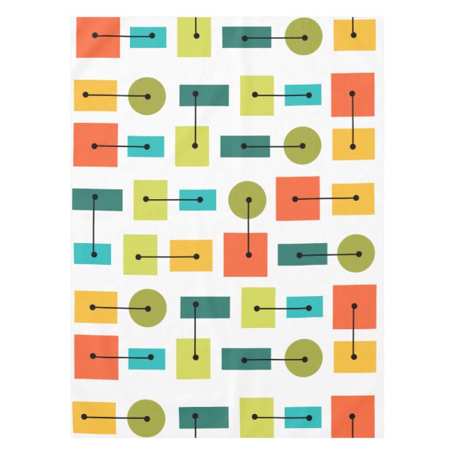 Atomic Age Simple Shapes Multicolored Tablecloth (Front)